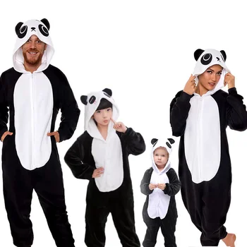Šeimos Kigurumi Pižama Juoda Panda Gyvūnų Onesie Cosplay Kostiumai, naktiniai marškiniai, pižamos Kūdikiams, Vaikams ir Suaugusiems