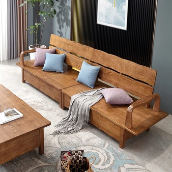 Šiaurės stiliaus uosio medžio masyvo sofa dvejopo naudojimo saugojimo sofa ir žiemą, ir vasarą Japonų stiliaus žurnalo valdybos stalčių sofa