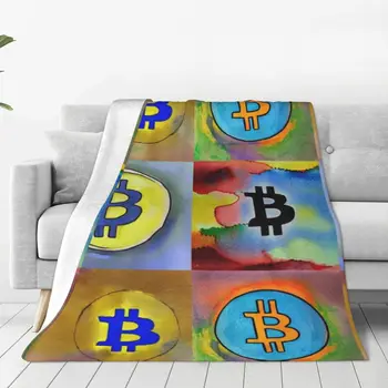 Šlapias Bitcoin Meno Antklodės Cryptocurrency Btc Blockchain Pliušinis Naujovė Šiltas Mesti Pledai, Patalynė Lounge universalios