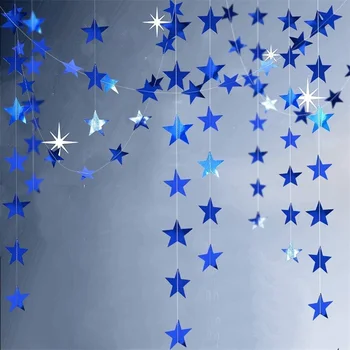 Šviesą atspindinčios Blue Star Girliandas Streamer Starta Fone Šalis Dekoro Žvaigždės Kabo Puošimas, Vestuvių, Vaikų Kambarys Namų Dekoro