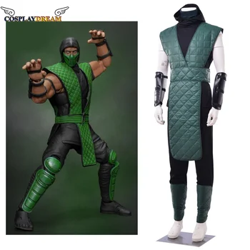 Žaidimas Mortal Kombat Roplių Cosplay Kostiumų driežas Vyras Ninja Žalia Kariai Vienodas Roplių Kostiumas su Kauke