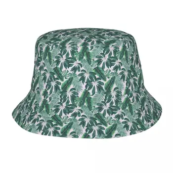 Žalia Atogrąžų Medžių Lapų, Gysločio Lapų Unisex Kibiro Kepurę Užsakymą Vasaros Paplūdimio Saulės Skrybėlės