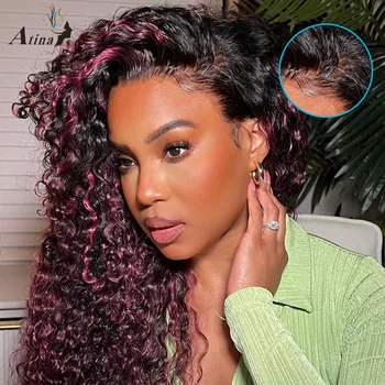 Žmonių Plaukų Perukai Ombre Pabrėžti HD Nėriniai Priekiniai Už juodaodžių Moterų Braziliškų Plaukų 360 Nėriniai Priekinio Perukai Balinti Mazgų Raudonos Spalvos